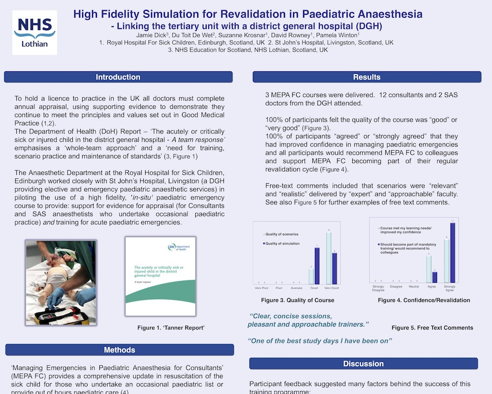 High Fidelity Simulation for Revalidation in Paediatric Anaesthesia